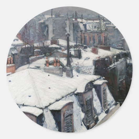 Sticker Rond Gustave Caillebotte - Toits dans la neige (Devant)