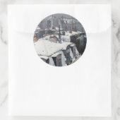 Sticker Rond Gustave Caillebotte - Toits dans la neige (Sac)