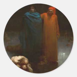 Sticker Rond Gustave Dore - Dante Et Virgile Dans Le Neuvième 