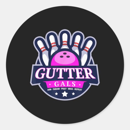 Sticker Rond Gutter Gals Nom d'équipe de bowling drôle pour fem (Devant)