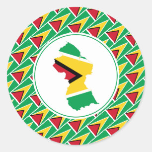 Sticker Rond GUYANA DRAPEAU Guyanais Carte Stylish Patriotique