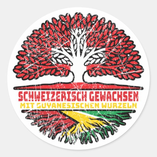 Sticker Rond Guyana Guyanisch Schweizer Schweiz Baum Wurzel (Devant)