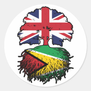 Sticker Rond Guyane Guyane Britannique Drapeau des racines de l