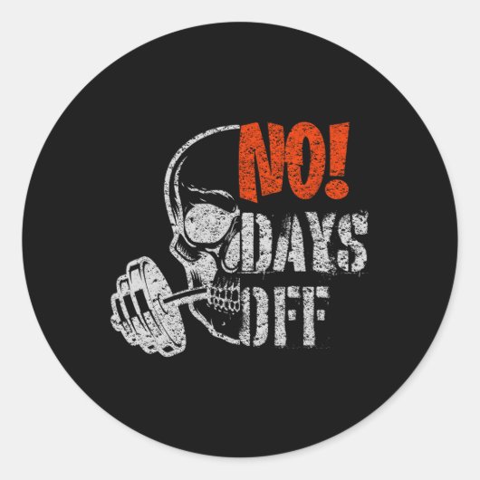 Sticker Rond Gym Day Skull Weightlifting Gym Motivation And Fit (Devant)