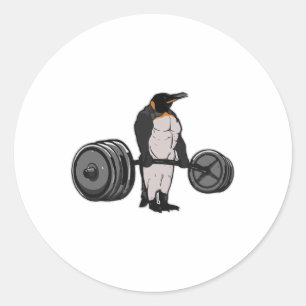 Sticker Rond Gym de levage de pingouin levage de poids