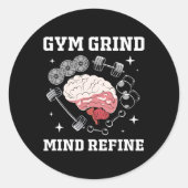 Sticker Rond Gym Grind Mind Refined Bodybuilding Funny Gym Rat  (Devant)