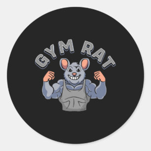 Sticker Rond Gym Lover Bodybuilding Entraînement Drôle Gym Rat