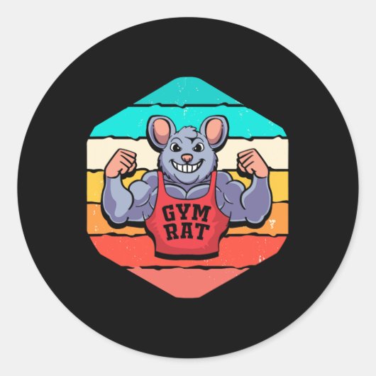 Sticker Rond Gym Lover Bodybuilding Retro Gym Rat (Devant)