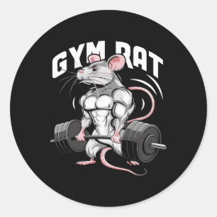 Sticker Rond Gym Rat Funny Bodybuilding Fitness entraînement Gy