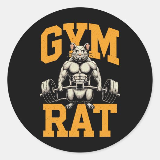 Sticker Rond Gym Rat Signification Gym Rat Costume Poids Liftin (Devant)