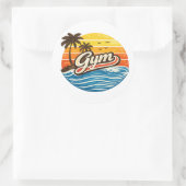 Sticker Rond Gym Retro Sunset Design (Sac)