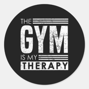 Sticker Rond Gym Therapy - Self Belief Bodybuilding Phrase