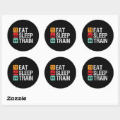 Sticker Rond Gymnase Motivation Exercice Fitness Manger Sleep T (Feuille)