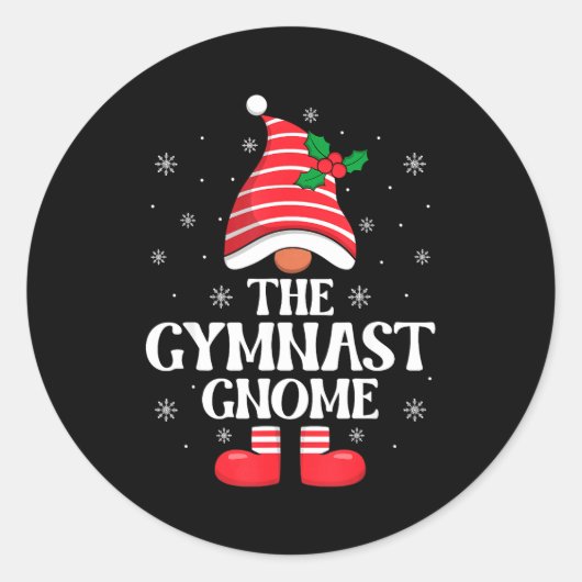 Sticker Rond Gymnast Gnome Christmas Family Matching Group Funn (Devant)