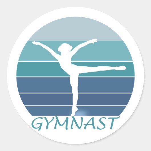 STICKER ROND GYMNAST - J'AIME LA GYMNASTIQUE. (Devant)