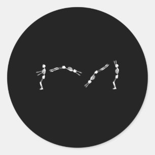 Sticker Rond Gymnaste de squelette - Halloween Tumbling Ckflip