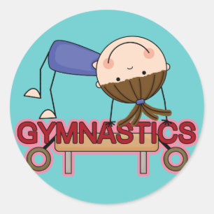 Sticker Rond GYMNASTICS - T-shirts Brunette Girl Balance