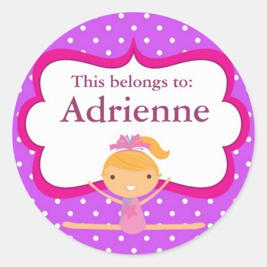 Sticker Rond Gymnastique à points violets Retour à l'école Stic (Devant)