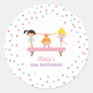 Sticker Rond Gymnastique anniversaire pastel