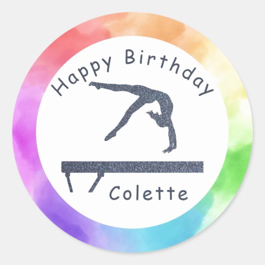 Sticker Rond Gymnastique Balayage de l'équilibre d'anniversaire (Devant)