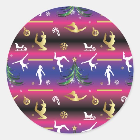 Sticker Rond Gymnastique féminine Arbre de Noël (Devant)