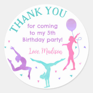 Sticker Rond Gymnastique Gymnastique Anniversaire Favoriser Sti