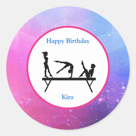 Sticker Rond Gymnastique "Joyeux anniversaire" Balai (Devant)