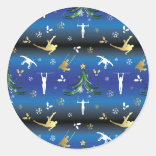 Sticker Rond Gymnastique masculine Snowflake sapin de Noël