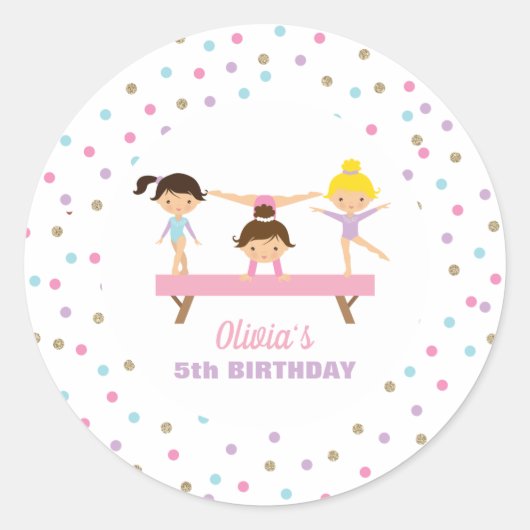 Sticker Rond Gymnastique pastel anniversaire (Devant)