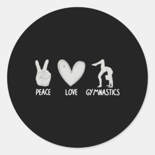 Sticker Rond Gymnastique Pour Gymnaste Sports Peace Love