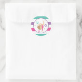 Sticker Rond Gymnastique rose violet turquoise fille Anniversai (Sac)