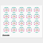 Sticker Rond Gymnastique rose violet turquoise fille Anniversai (Feuille)