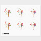 Sticker Rond Gymnastique rythmique en aquarelle (Feuille)
