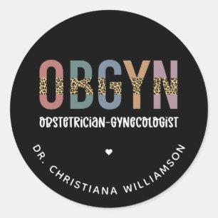 Sticker Rond Gynécologue obstétricien OBGYN personnalisé