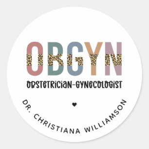 Sticker Rond Gynécologue obstétricien OBGYN personnalisé