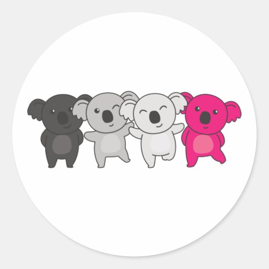 Sticker Rond Gynephilia Flag Pride Lgbtq Cute Koala Classic Rou (Devant)