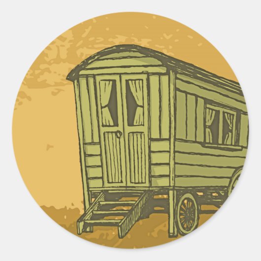 Sticker Rond Gypsy caravan (Devant)