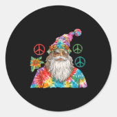 Sticker Rond Gypsy Santa Claus Hipe Tie Dye Groovy Christmas (Devant)
