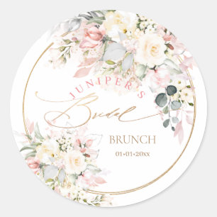 Sticker Rond H2 Dusty Rose Hydrangea Cream Rose Bridal Brunch