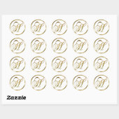 Sticker Rond H Monogramme Faux Enveloppe Or Ou Favoriser Le Sce (Feuille)
