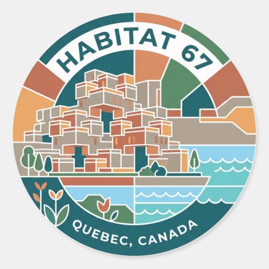 Sticker Rond Habitat 67 Canada (Devant)