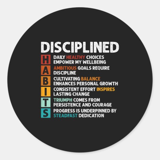 Sticker Rond Habits Définition Citations Motivationnelles Affir (Devant)