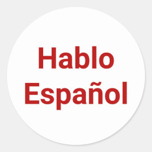 Sticker Rond Hablo Español blanc rouge Je parle espagnol
