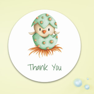 Sticker Rond Hachure Whimsical Vert Bientôt Merci d'oiseaux