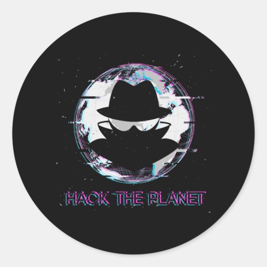 Sticker Rond Hack The Planet (Devant)