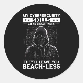 Sticker Rond Hacker Blanc Pour Le Cyber-Guerrier Et Hacker Éthi