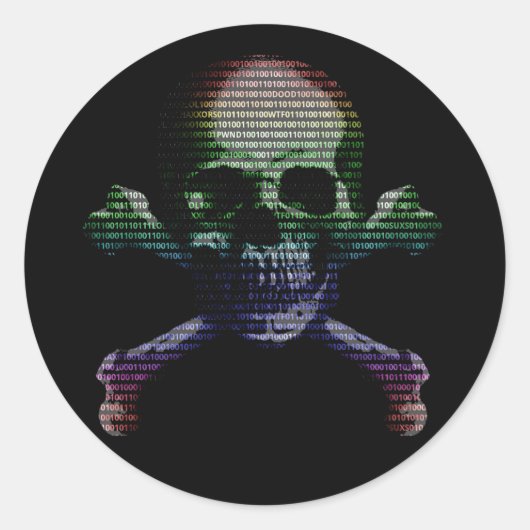 Sticker Rond Hacker Sket Crossbones (Devant)