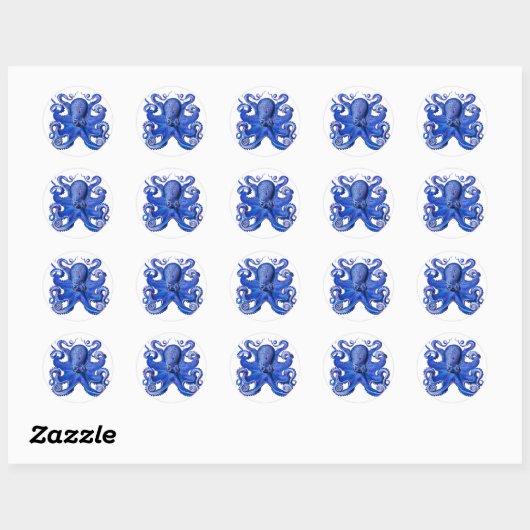 Sticker Rond Haeckel Octopus Blue (Feuille)
