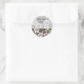 STICKER ROND HAIKU/ FLEURS DE PRINTEMPS JAUNE ROSE BLANC NOIR (Sac)
