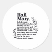 Sticker Rond Hail Mary Prayer Marian Floral Christian Blessed M (Devant)